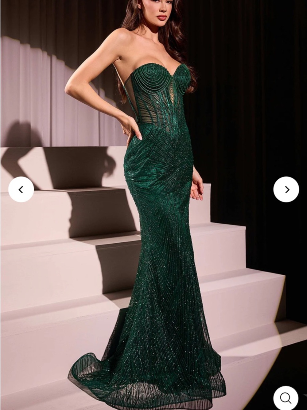 Elegant Green Strapless Gown